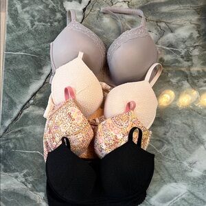 Victoria's Secret Lace and Floral Bra Collection - Gray, Cream, Pink, Black 34DD